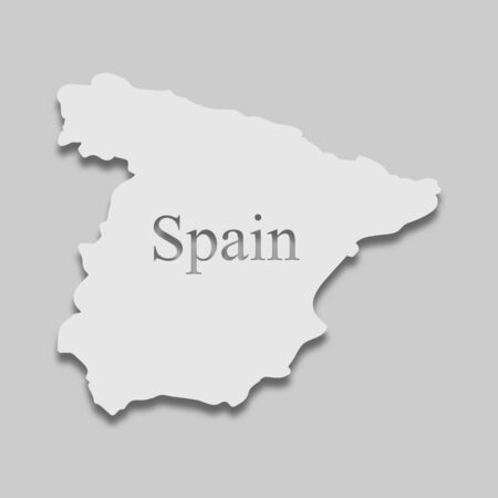 map of Spain in light color with a shadow on a gray background.のイラスト素材