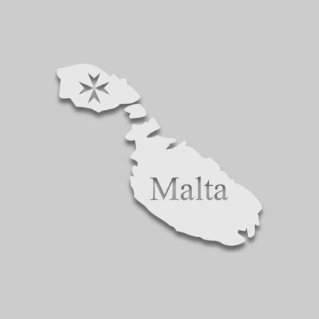 map of Malta in light color with a shadow on a gray background.のイラスト素材