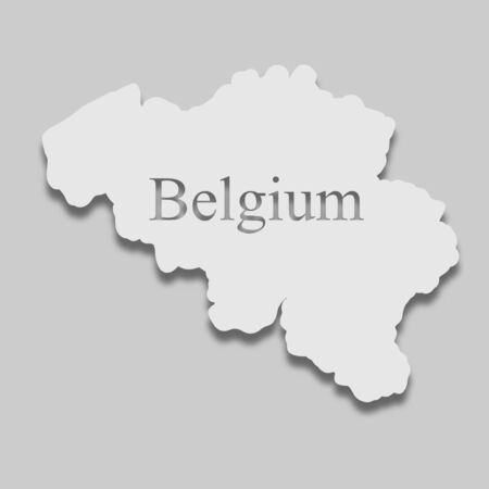 map of Belgium in light color with a shadow on a gray background.のイラスト素材