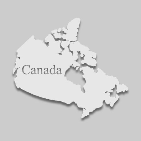 map of Canada in light color with a shadow on a gray background.のイラスト素材