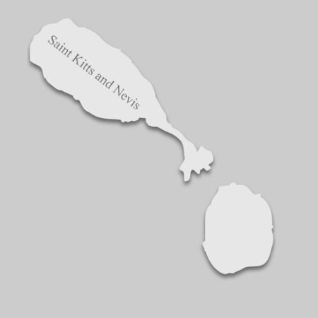 Map of Saint Kitts and Nevis in light color with a shadow on a gray background.のイラスト素材