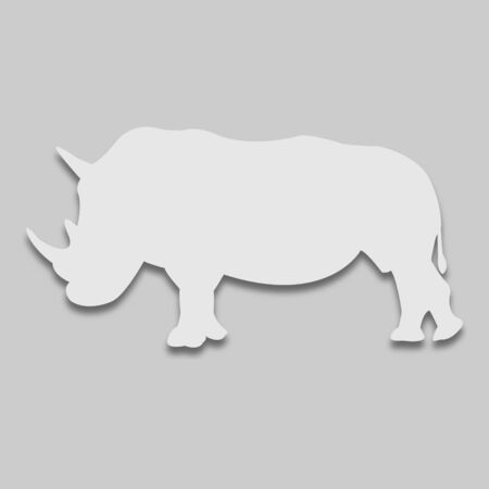 rhino animal in bright colors with a shadow on a gray backgroundのイラスト素材