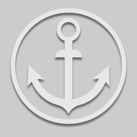 ship anchor in bright tone with a shadow on a gray backgroundのイラスト素材