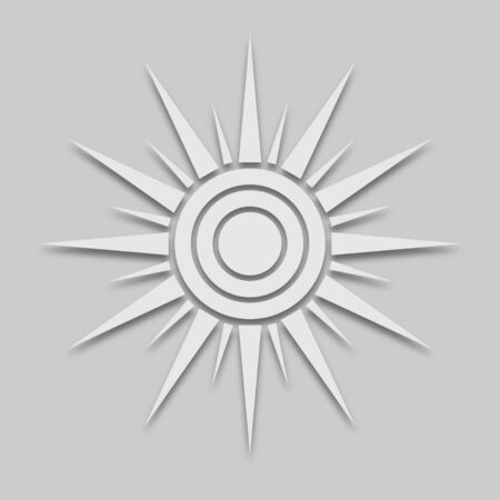 sun in bright colors with a shadow on a gray backgroundのイラスト素材