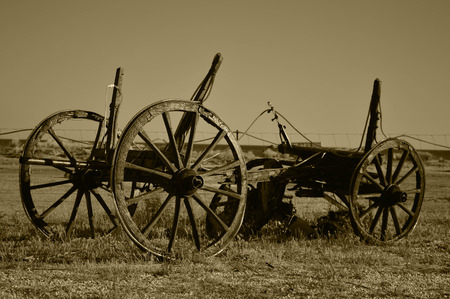 historic horse cart in sepia colorの写真素材