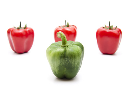 Green and red paprika 