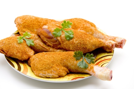 Chickens thigh with parsleyの写真素材