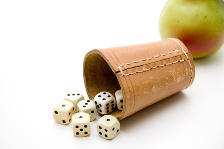 Dice cup with pearの写真素材