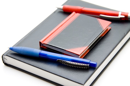 Ballpoint pen on bookの写真素材