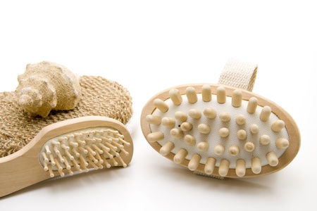 Massage brush and hairbrushの写真素材