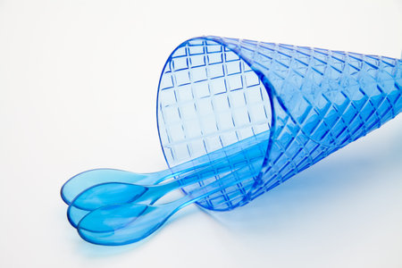 Ice cream mug with spoonの写真素材