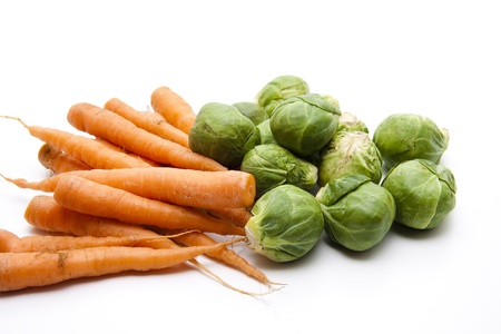 Brussels sprouts and carrots の写真素材