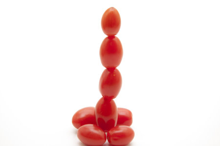 Cocktail tomatoes on spitの写真素材