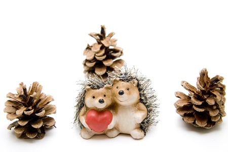 Hedgehog pair with dear heartの写真素材
