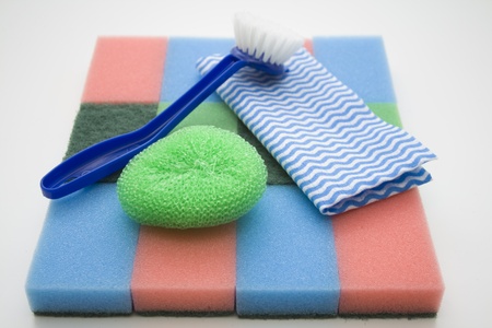 Pot cleaner with rinsing brushの写真素材