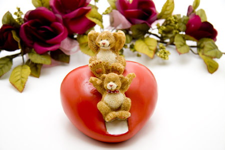 Ceramics bears with floral decoration