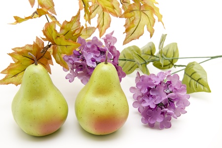 Pears with flowersの写真素材