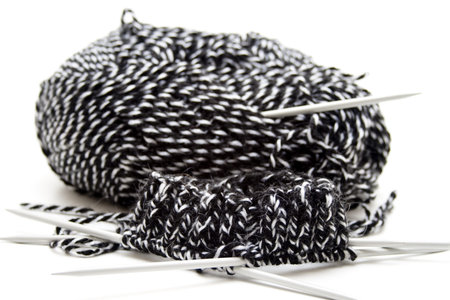 Cord wool with knitting needlesの写真素材