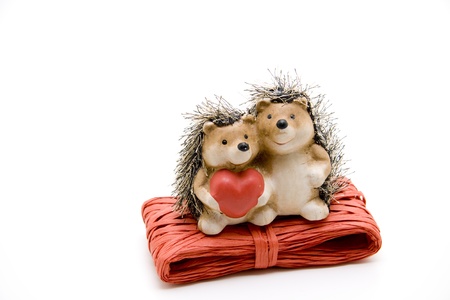 Hedgehog's pair with heartの写真素材
