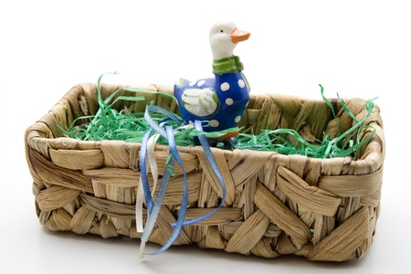 Duck in the basketの写真素材