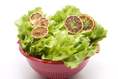 Endive salad with  slice of orangeの写真素材