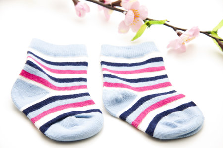 Baby sock with flower branch