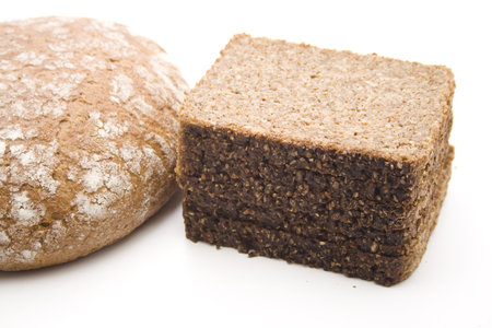 Wholemeal bread and wheat bread