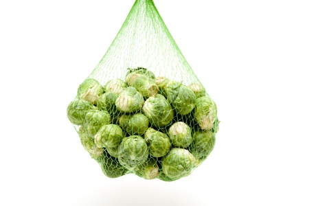 Brussels sprouts in the netの写真素材