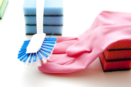 Rinsing brush with gloveの写真素材