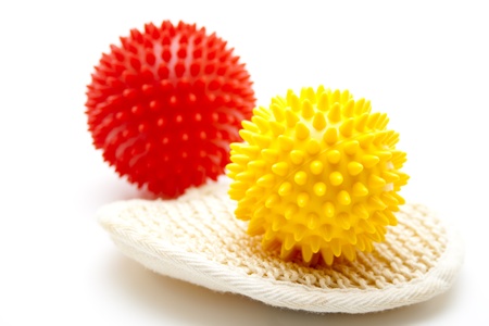 Massage balls with massage spongeの写真素材