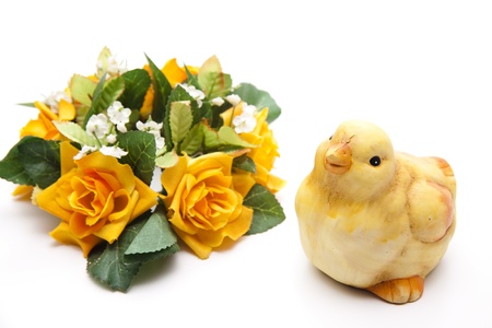  Chicks with floral wreathの写真素材