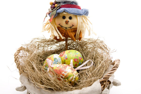 Easter basket with material doll