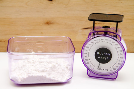 Kitchens scales with flourの写真素材