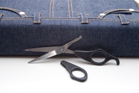 Jeans pocket with scissorsの写真素材