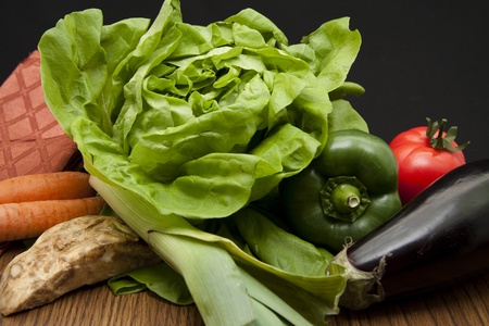 Head salad and aubergineの写真素材