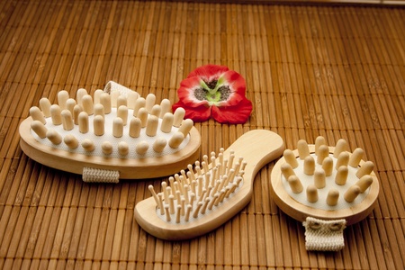 Hairbrush and massage brushの写真素材