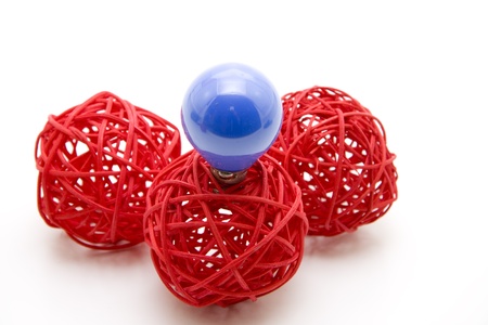 Straw ball with light bulbの写真素材