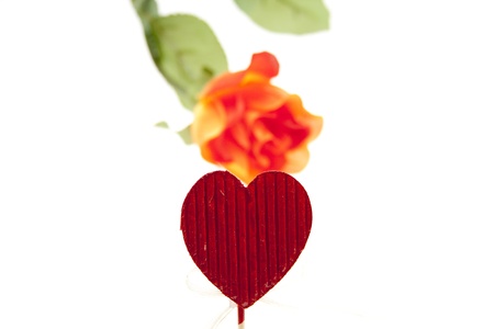 Red roses with paper heartの写真素材
