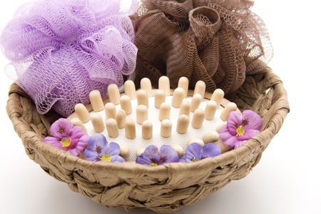 Massage brush with net spongeの写真素材