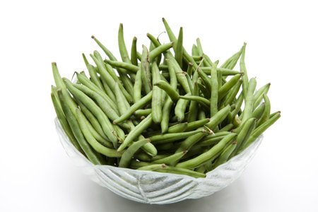 Green beans in glass peel