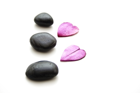 Stones with flowers leafの写真素材