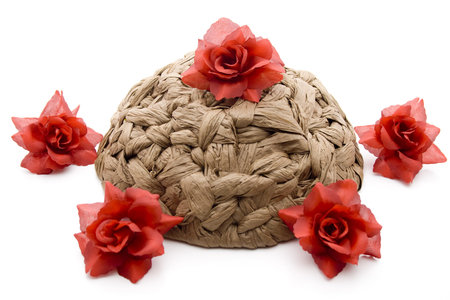 Roses on phloem basketの写真素材