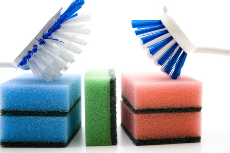 Sponge with brushの写真素材