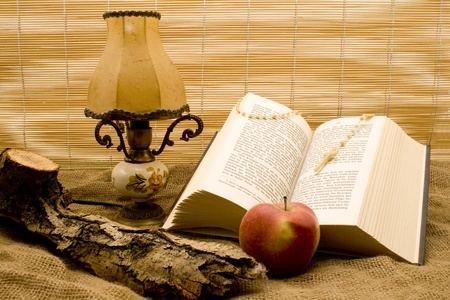 Book with apple and rootのeditorial素材