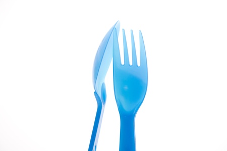Plastic fork and spoonの写真素材