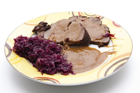 Roast venisons with dark sauceの写真素材