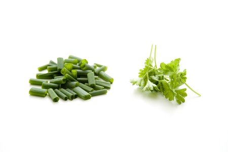 Parsley and leek onionの写真素材