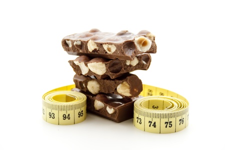 Nutchocolate with measuring tapeの写真素材
