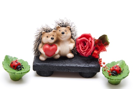 Hedgehog pair with heartの写真素材