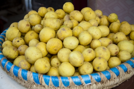 Lemons in the basketの写真素材